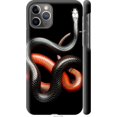 Чохол на iPhone 11 Pro Червоно-чорна змія на чорному фоні 4063m-1788