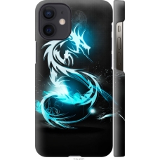 Чохол на iPhone 12 Mini Біло-блакитний вогненний дракон 113c-2071