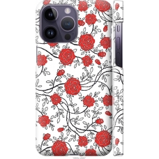Чохол на iPhone 14 Pro Max Червоні троянди на білому фоні 1060m-2667