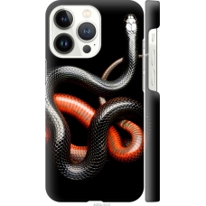 Чохол на iPhone 13 Pro Червоно-чорна змія на чорному фоні 4063m-2372
