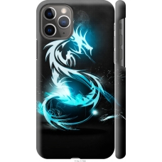 Чохол на iPhone 11 Pro Біло-блакитний вогненний дракон 113m-1788