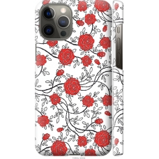 Чохол на iPhone 12 Pro Max Червоні троянди на білому фоні 1060m-2054