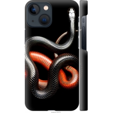 Чохол на iPhone 13 Mini Червоно-чорна змія на чорному фоні 4063m-2373