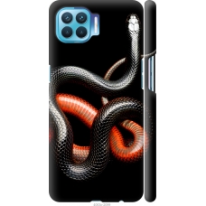 Чохол на Oppo Reno 4 Lite Червоно-чорна змія на чорному фоні 4063m-2099