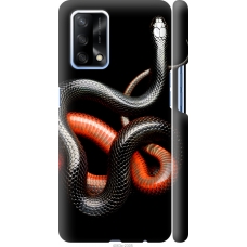 Чохол на Oppo A74 Червоно-чорна змія на чорному фоні 4063m-2305