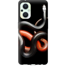 Чохол на Oppo Reno8 Lite Червоно-чорна змія на чорному фоні 4063u-2755