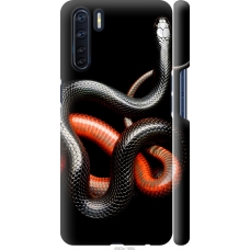 Чохол на Oppo A91 Червоно-чорна змія на чорному фоні 4063m-1884