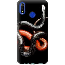 Чохол на Realme 3 Червоно-чорна змія на чорному фоні 4063u-1869