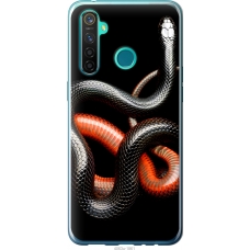 Чохол на Realme 5 Pro Червоно-чорна змія на чорному фоні 4063u-1861