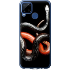 Чохол на Realme C15 Червоно-чорна змія на чорному фоні 4063u-2063