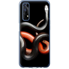 Чохол на Realme 7 Червоно-чорна змія на чорному фоні 4063u-2081