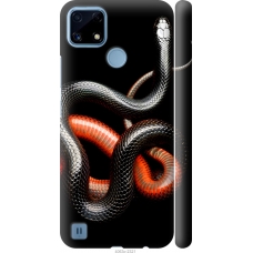 Чохол на Realme C21 Червоно-чорна змія на чорному фоні 4063m-2321