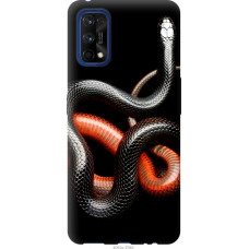Чохол на Realme 7 Pro Червоно-чорна змія на чорному фоні 4063u-2082