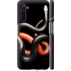 Чохол на Realme 6 Pro Червоно-чорна змія на чорному фоні 4063m-1893