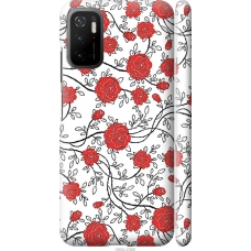 Чохол на Xiaomi Poco M3 Pro Червоні троянди на білому фоні 1060m-2369