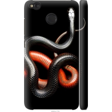 Чохол на Xiaomi Redmi 4X Червоно-чорна змія на чорному фоні 4063m-778