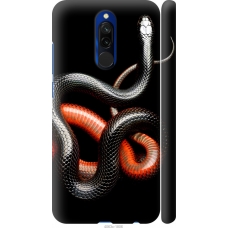 Чохол на Xiaomi Redmi 8 Червоно-чорна змія на чорному фоні 4063m-1806