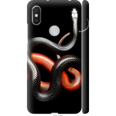 Чохол на Xiaomi Redmi S2 Червоно-чорна змія на чорному фоні 4063m-1494