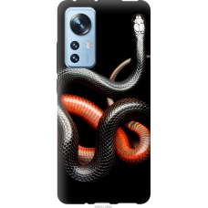 Чохол на Xiaomi 12 Червоно-чорна змія на чорному фоні 4063u-2555