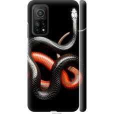 Чохол на Xiaomi Mi 10T Pro Червоно-чорна змія на чорному фоні 4063m-2679