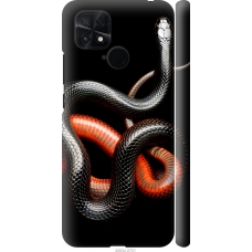 Чохол на Xiaomi Poco C40 Червоно-чорна змія на чорному фоні 4063m-2701