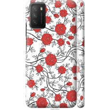 Чохол на Xiaomi Poco M3 Червоні троянди на білому фоні 1060m-2200