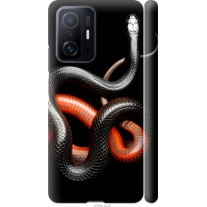 Чохол на Xiaomi 11T Червоно-чорна змія на чорному фоні 4063m-2487