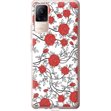 Чохол на Xiaomi Civi Червоні троянди на білому фоні 1060u-2491