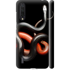 Чохол на Xiaomi Mi 9 Lite Червоно-чорна змія на чорному фоні 4063m-1834