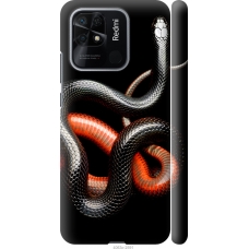 Чохол на Xiaomi Redmi 10C Червоно-чорна змія на чорному фоні 4063m-2591