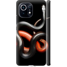 Чохол на Xiaomi Mi 11 Червоно-чорна змія на чорному фоні 4063m-2253