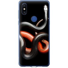 Чохол на Xiaomi Mi Mix 3 Червоно-чорна змія на чорному фоні 4063u-1599