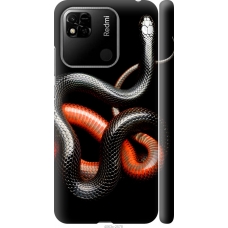 Чохол на Xiaomi Redmi 10A Червоно-чорна змія на чорному фоні 4063m-2578