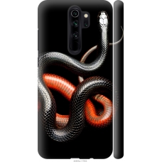 Чохол на Xiaomi Redmi Note 8 Pro Червоно-чорна змія на чорному фоні 4063m-1783