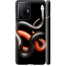 Чохол на Xiaomi 11T Pro Червоно-чорна змія на чорному фоні 4063m-2552