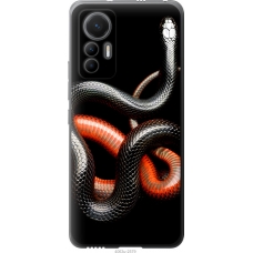 Чохол на Xiaomi 12 Lite Червоно-чорна змія на чорному фоні 4063u-2579