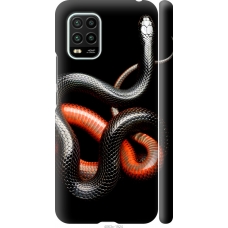 Чохол на Xiaomi Mi 10 Lite Червоно-чорна змія на чорному фоні 4063m-1924