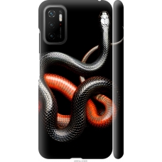 Чохол на Xiaomi Poco M3 Pro Червоно-чорна змія на чорному фоні 4063m-2369
