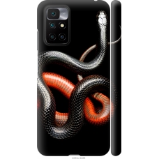 Чохол на Xiaomi Redmi 10 Червоно-чорна змія на чорному фоні 4063m-2488