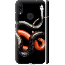 Чохол на Xiaomi Redmi Note 7 Червоно-чорна змія на чорному фоні 4063m-1639