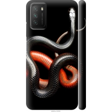 Чохол на Xiaomi Poco M3 Червоно-чорна змія на чорному фоні 4063m-2200