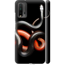 Чохол на Xiaomi Redmi 9T Червоно-чорна змія на чорному фоні 4063m-2257