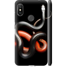 Чохол на Xiaomi Redmi Note 6 Pro Червоно-чорна змія на чорному фоні 4063m-1551