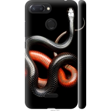 Чохол на Xiaomi Redmi 6 Червоно-чорна змія на чорному фоні 4063m-1521