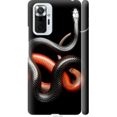Чохол на Xiaomi Redmi Note 10 Pro Червоно-чорна змія на чорному фоні 4063m-2297