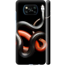 Чохол на Xiaomi Poco X3 Червоно-чорна змія на чорному фоні 4063m-2073