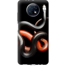 Чохол на Xiaomi Redmi Note 9T Червоно-чорна змія на чорному фоні 4063u-2261