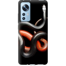 Чохол на Xiaomi 12X Червоно-чорна змія на чорному фоні 4063u-2941