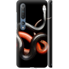 Чохол на Xiaomi Mi 10 Червоно-чорна змія на чорному фоні 4063m-1860