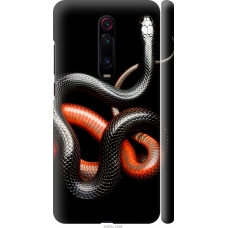 Чохол на Xiaomi Redmi K20 Pro Червоно-чорна змія на чорному фоні 4063m-1816